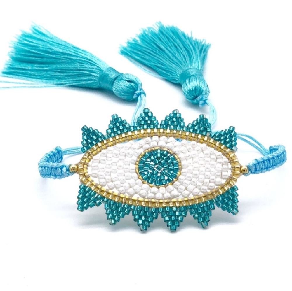 Bohemian Evil Eye tassels bracelet